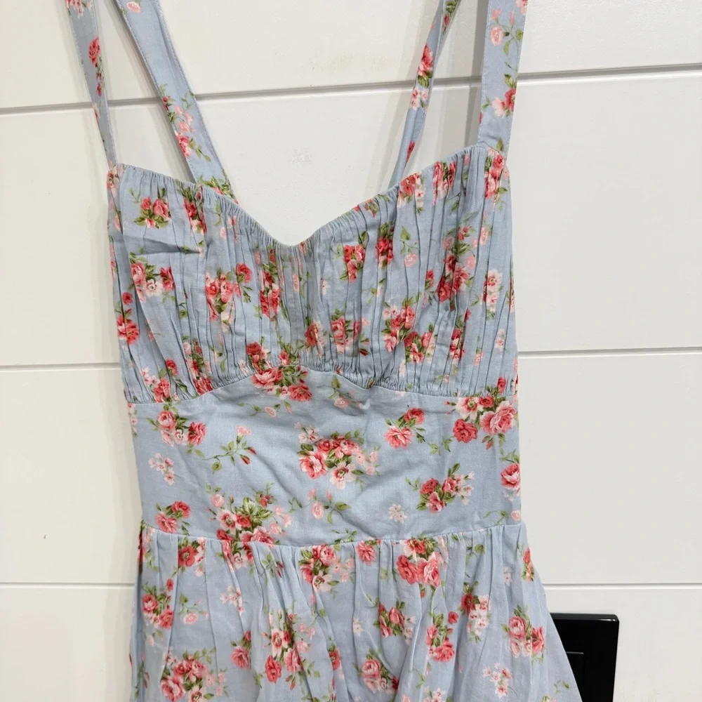 Abercrombie & Fitch Light Blue Floral Tiered Maxi Dress